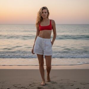 J Crew Womens Bikini Top XL Vintage Red Heritage Scoop Neck Retro 90s Beach